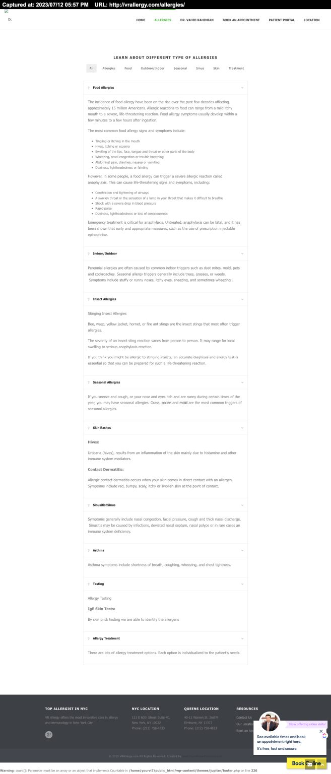 Dr. Vahid Rahimian — Allergy Practice Website